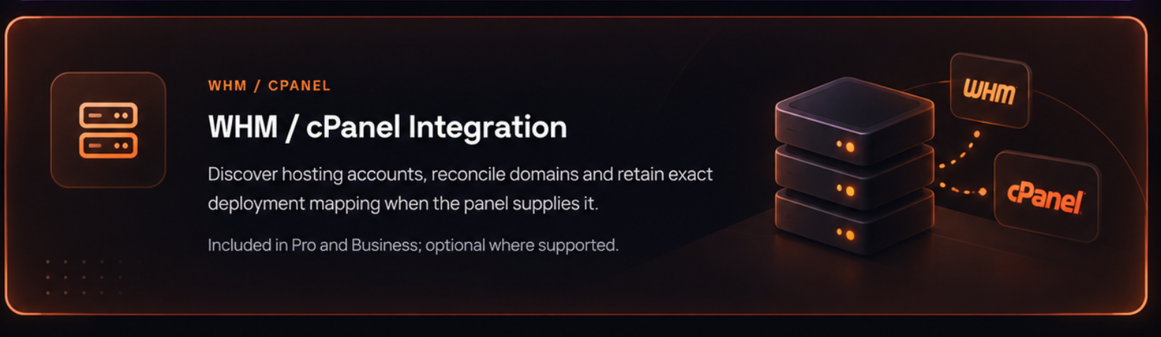 WHM / cPanel Integration add-on card